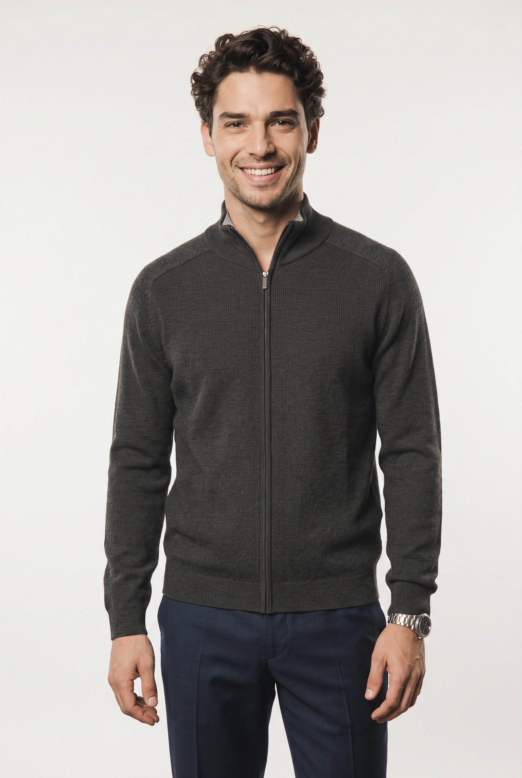 TOM TAILOR Strickjacke mit Logo Stickerei