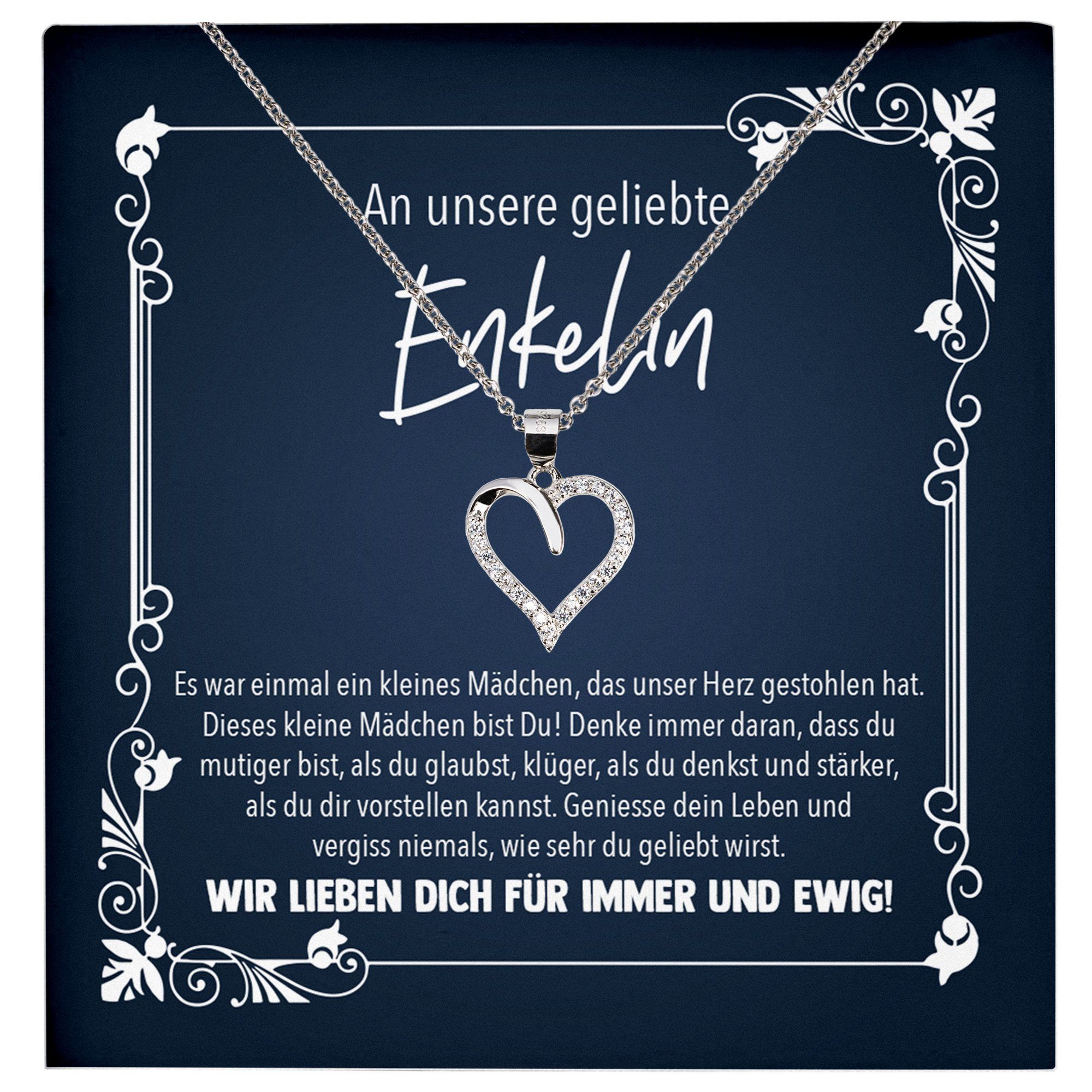 22Feels Schmuckset Enkelin Geschenk von Oma und Opa 18. Geburtstag Abi Mädchen Halskette (inkl. Geschenktasche, Karte(n), Poliertuch, Beutel), Echt-Silber 925/000, Karte Made In Germany