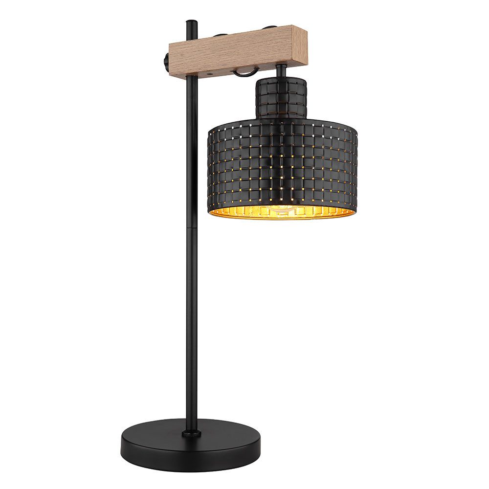 GLOBO LIGHTING LED Tischleuchte, Leuchtmittel inklusive, Warmweiß, Tischleuchte Nachttischlampe schwarz gold höhenverstellbar LED H 55 cm