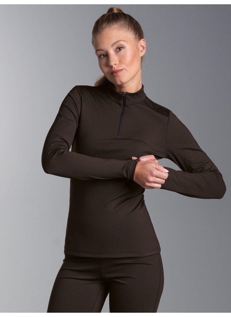 Trigema Longsleeve TRIGEMA Langarm Sport-Shirt mit Reißverschluss (1-tlg)