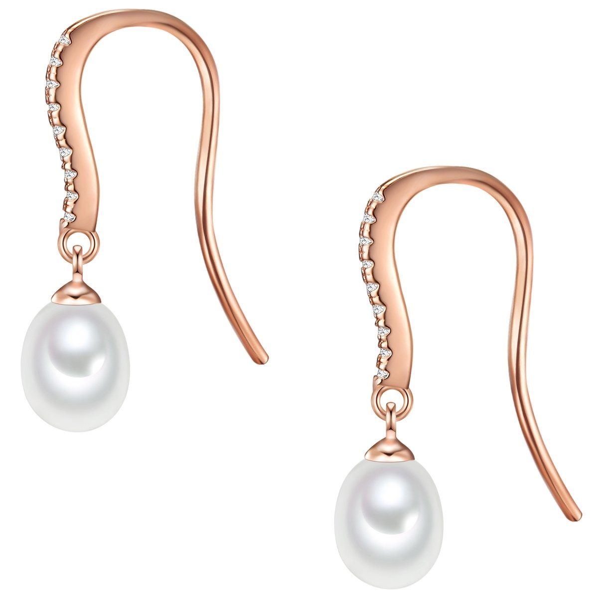 Valero Pearls Perlenohrringe roségold, mit Süßwasser-Zuchtperlen