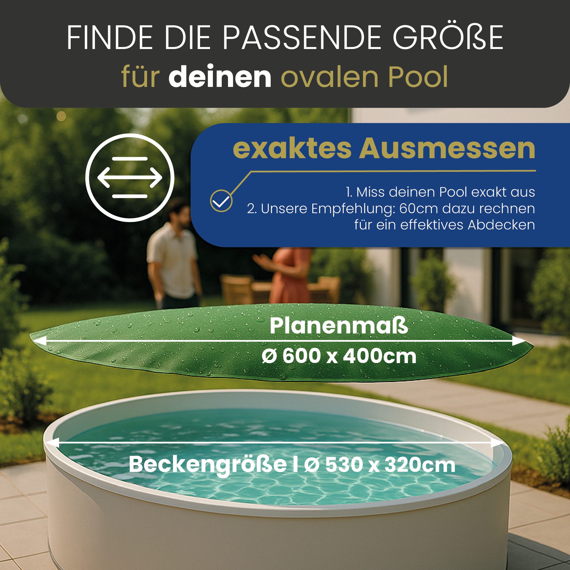 HAF Pool-Abdeckplane Abdeckplane 110 + 180g/m² Oval Achtform Sommer Winter Pool (Poolabdeckung Oval / Achtform, 1-St., in verschiedenen Größen erhältlich), aus  – Bild 3 von 5