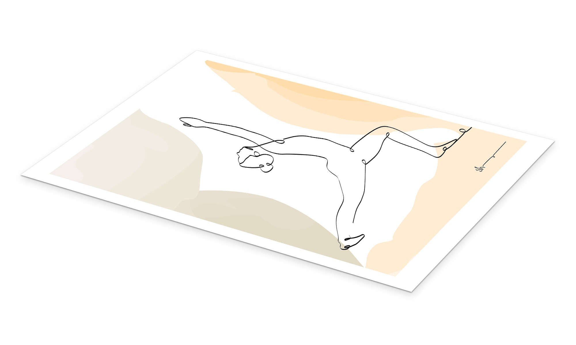 Posterlounge Wandbild Krieger Pose I (Virabhadrasana), Yoga In Art, erhältlich als Poster, Leinwandbild, Wandsticker oder Acrylglasbild