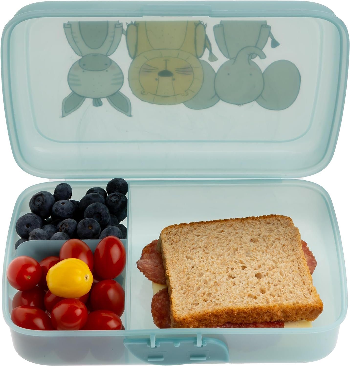Centi Lunchbox Brotdose mit Fächern, Lunchbox für Kinder mit Trennfächern, Polypropylen, (Set, 2-tlg), und Clickverschluss, Bento Box Kinder Brotzeitbox