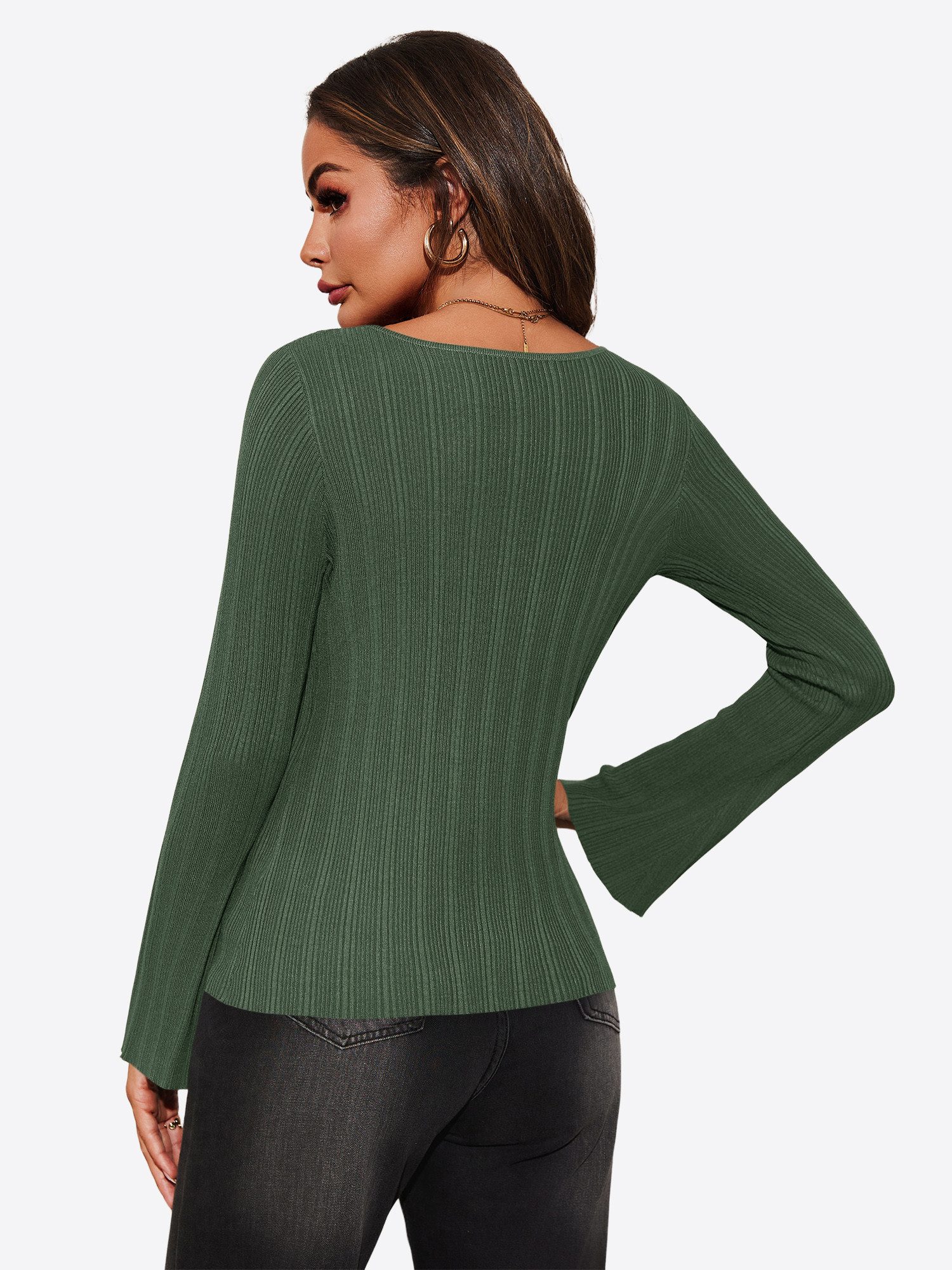 Imily Bela Sweatshirt Damen Langärmliges Sweater mit aus Rippstrick (Packun günstig online kaufen