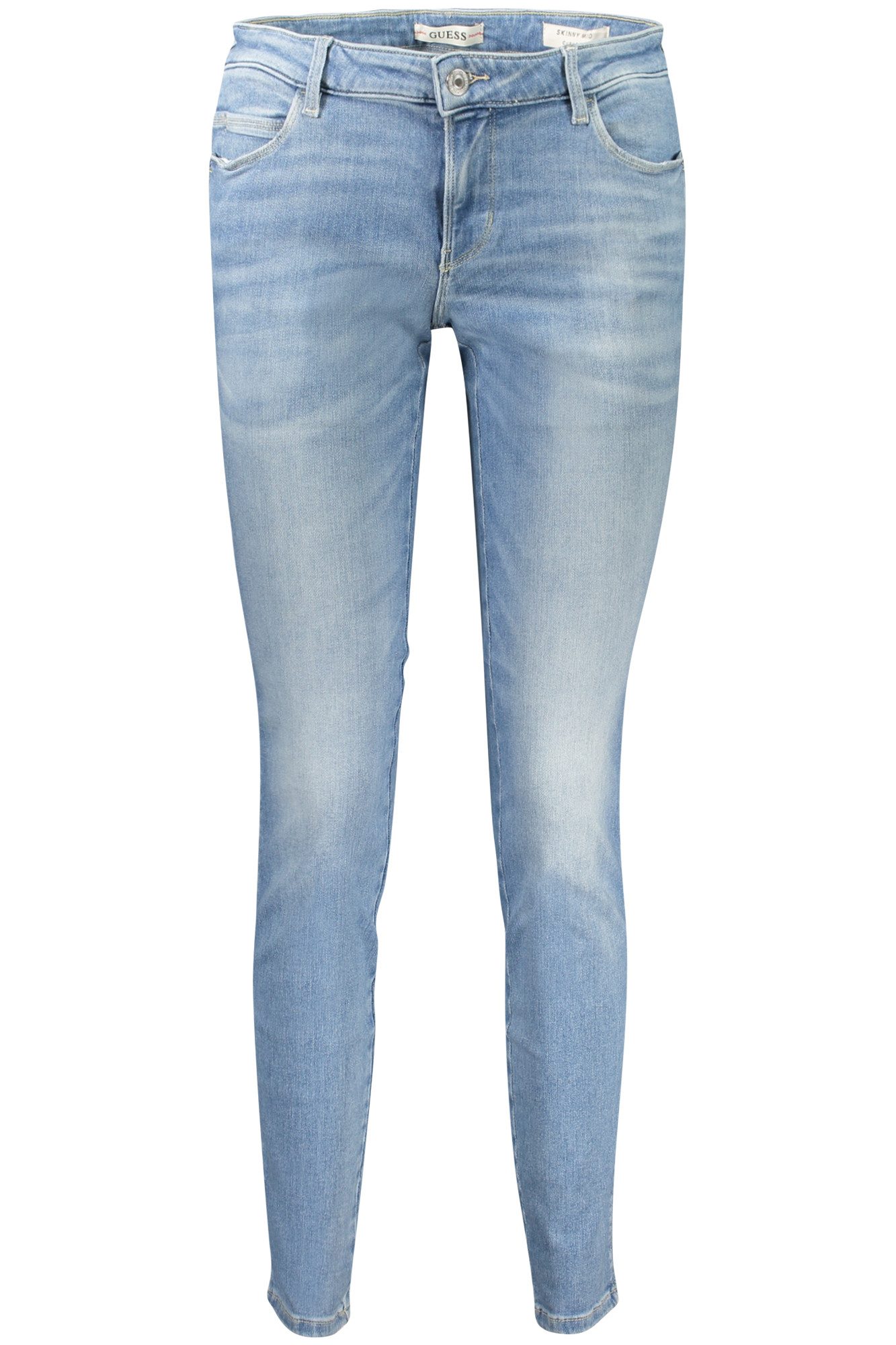 GUESS JEANS 5-Pocket-Jeans Damen Skinny Jeans Blau - Nachhaltige Denim mit Used-Effekt