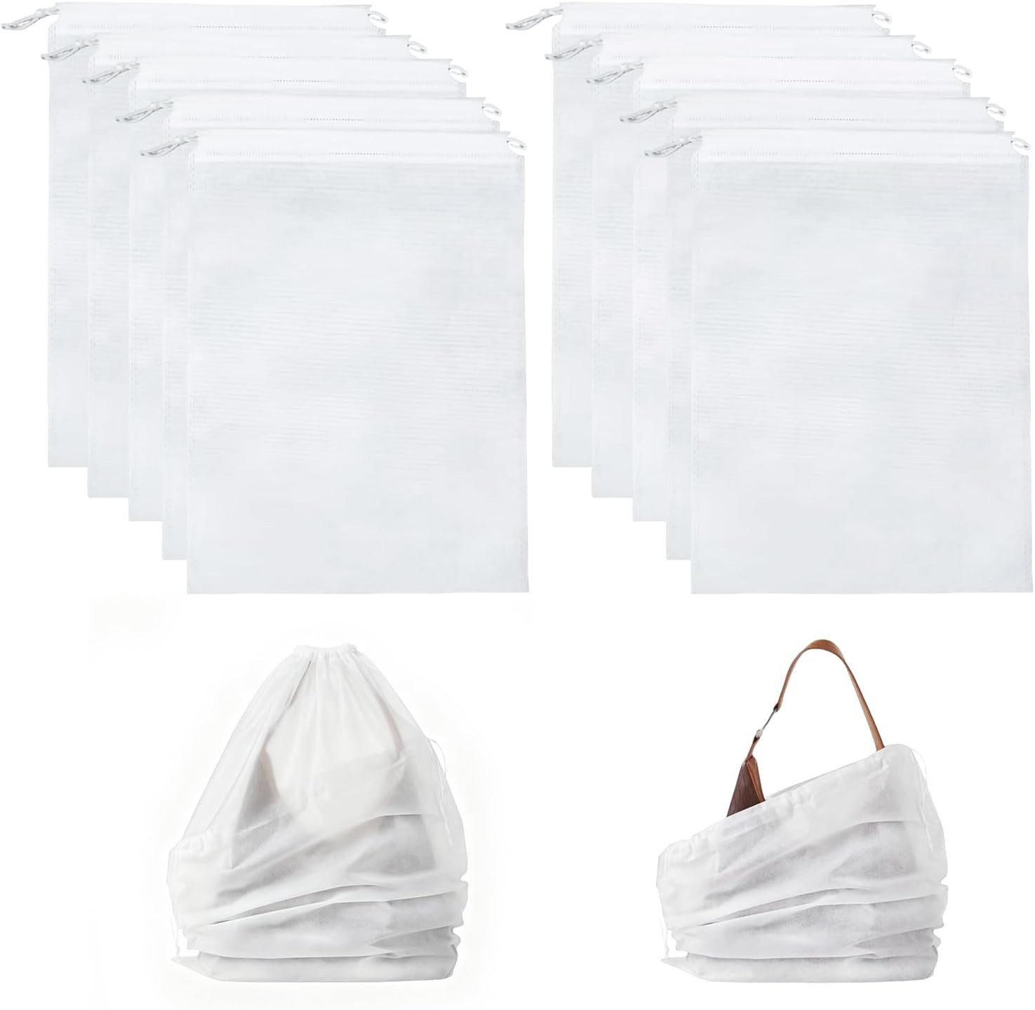 FELIXLEO Staubsaugerbeutel 20 Staubbeutel für Handtaschen Vliesstoff Kordelzug 40 x 50 cm Weiß, 1 St.