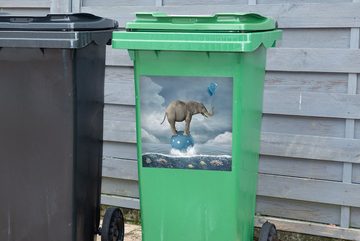 MuchoWow Wandsticker Elefant - Luftballons - Fisch - Meer (1 St), Mülleimer-aufkleber, Mülltonne, Sticker, Container, Abfalbehälter