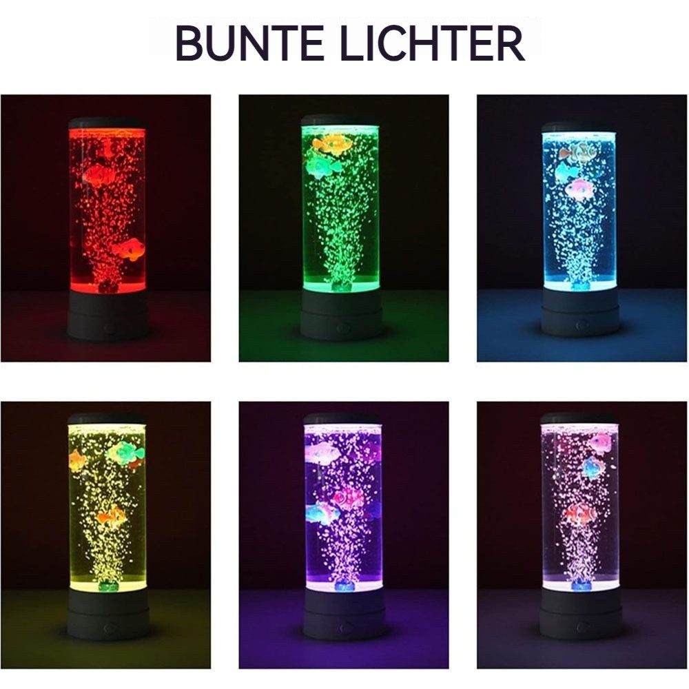 VIVIHEYDAY Lavalampe Aquarium Lampe, Blasenlichtlampe mit Fisch Aquarium Nachtlicht, Lavalampe LED mit Fernbedienung, RGB-Licht für Kinder Erwachsene