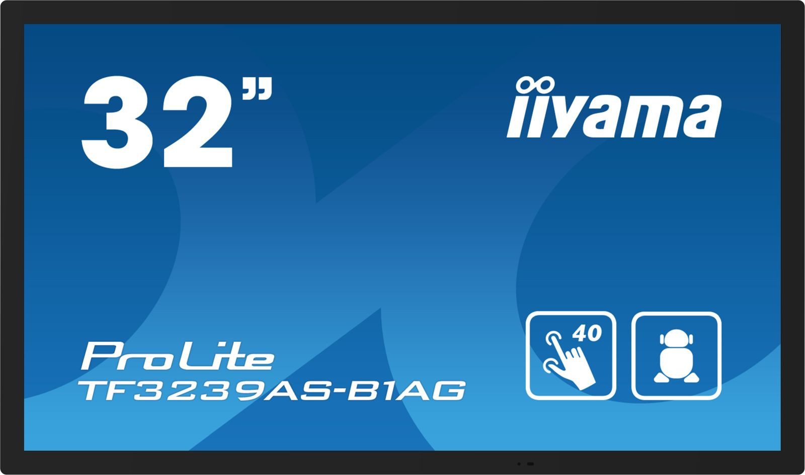 Iiyama TF3239AS-B1AG TFT-Monitor (1920 x 1080 px, 2.4K Ultra HD, 8 ms Reaktionszeit, 60 Hz, IPS, Touchscreen, Lautsprecher, HDCP)