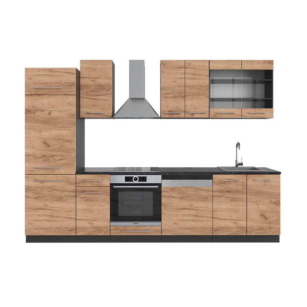 Vicco Küchenzeile Fame-Line, Anthrazit Landhaus/Goldkraft Eiche, günstig online kaufen