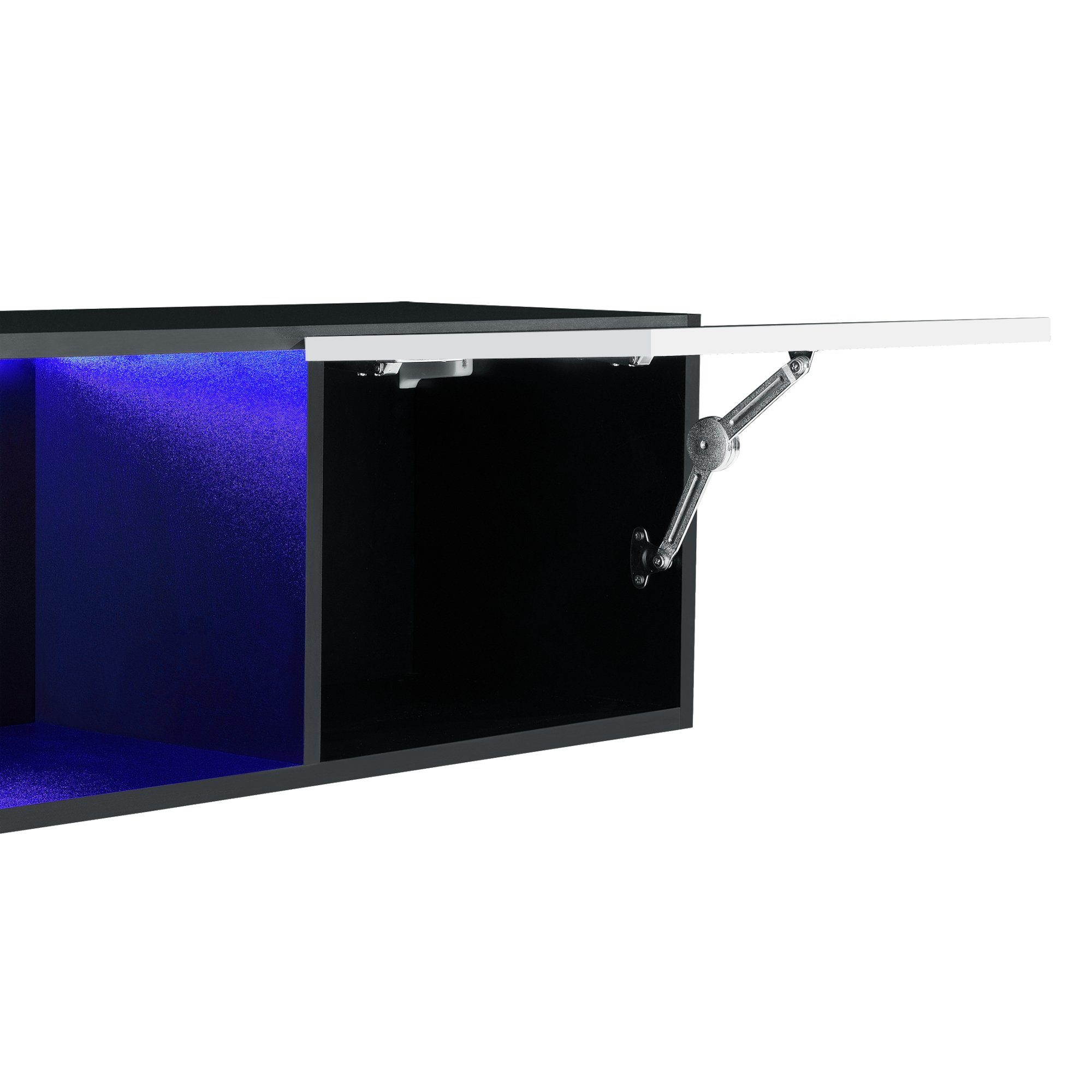 en.casa Hängeschrank »Thabong« Hängeboard mit 150 mit LED Ablagefächern Beleuchtung cm