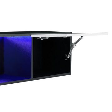 en.casa Hängeschrank »Thabong« Hängeboard mit LED Beleuchtung 150 cm mit Ablagefächern