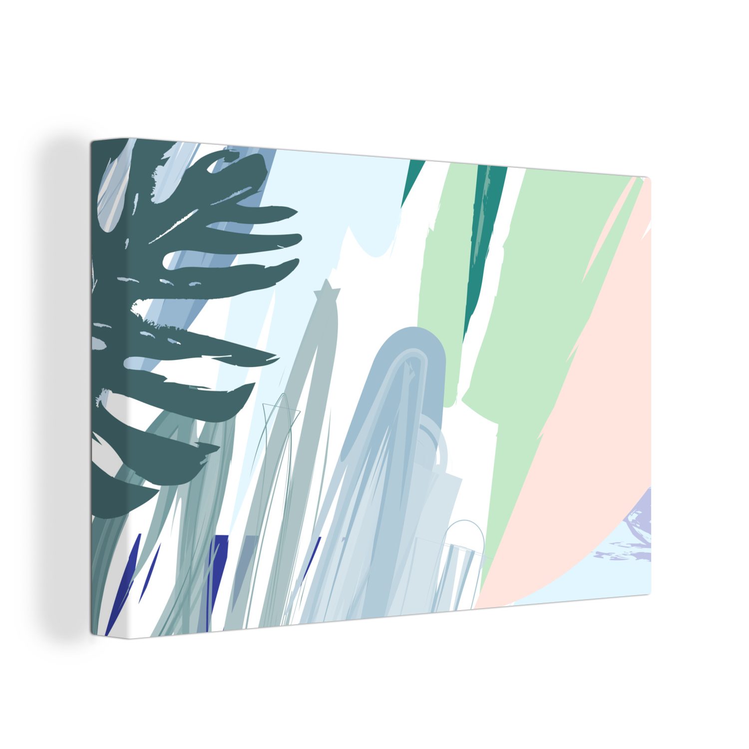 OneMillionCanvasses® Leinwandbild Sommer - Aufhängefertig, Wandbild Wanddeko, Abstrakt 30x20 cm Tropisch, (1 St), - Leinwandbilder