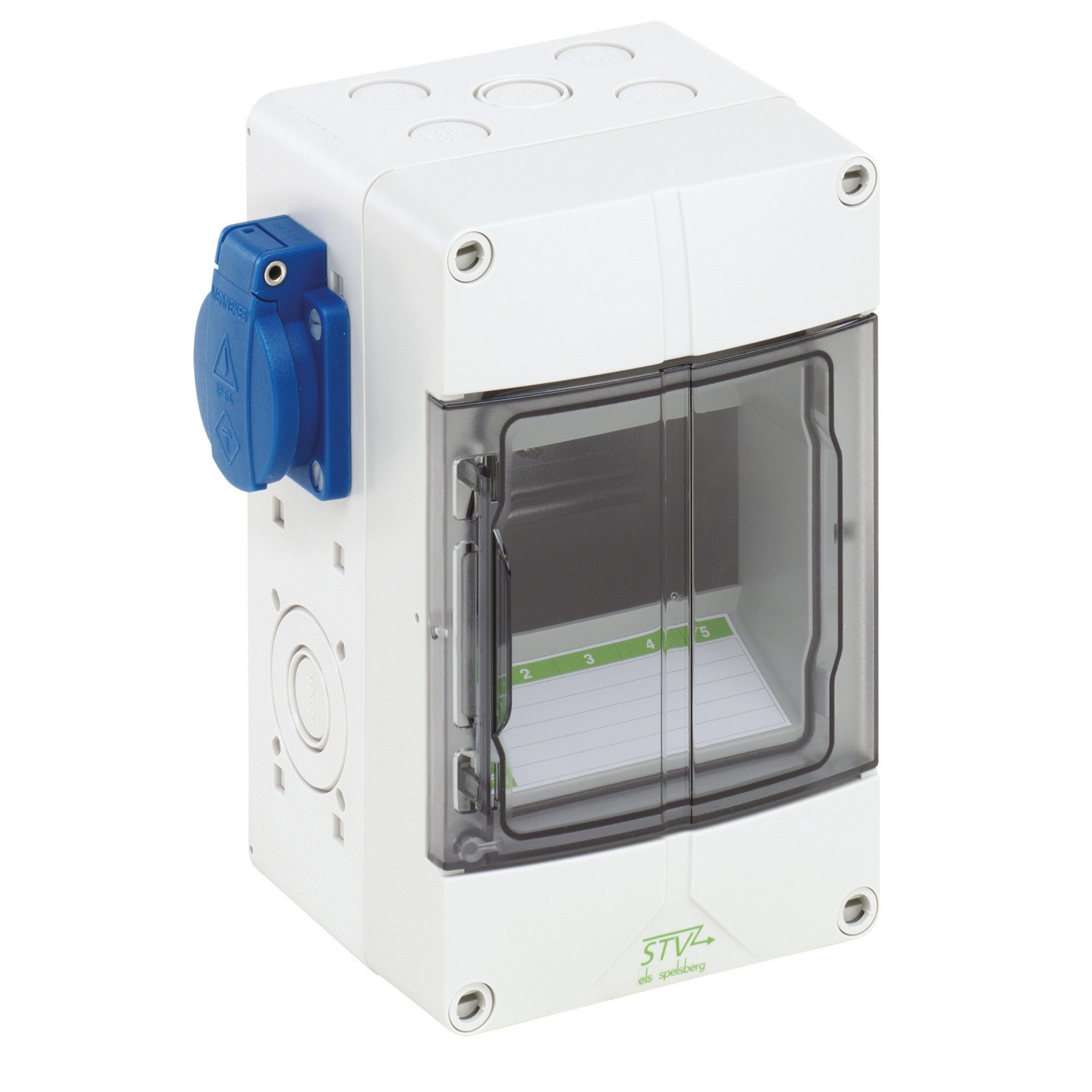 SPELSBERG Verteilerbox STV 502S, Steckdosenkombination für Industrie, vorverdrahtet, IP54, 2x SCHUKO