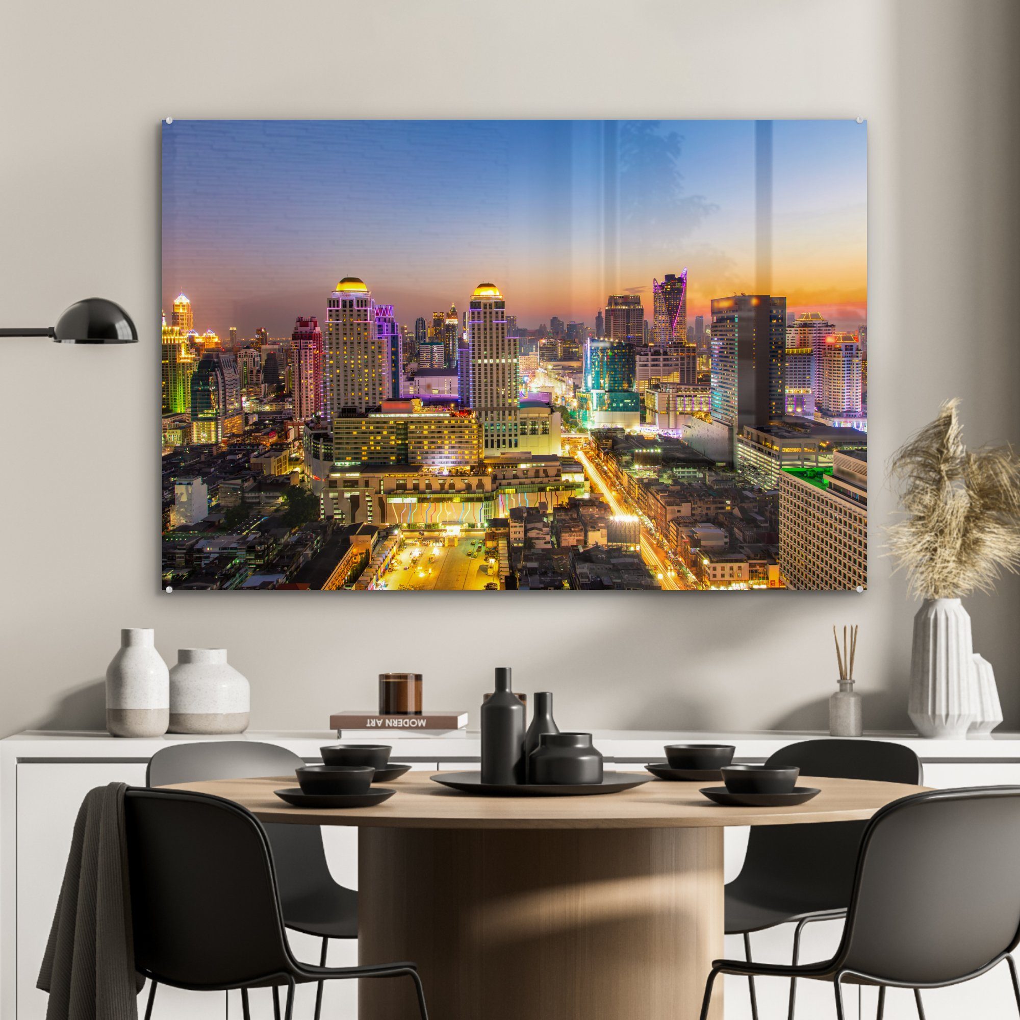 Schlafzimmer St), Acrylglasbild Acrylglasbilder Hohe Wohnzimmer Gebäude Bangkok, in MuchoWow (1 &