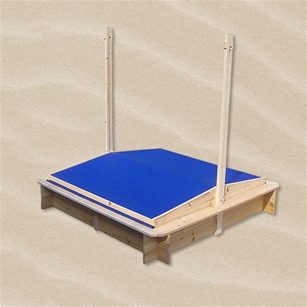 Mucola Sandkasten Sandkiste 120x120 Holz mit verstellbaren Dach Sandbox Sandkasten, (Stück, 1-tlg., Sandkasten mit Sonnendach), Mit verstellbarem Sonnendach