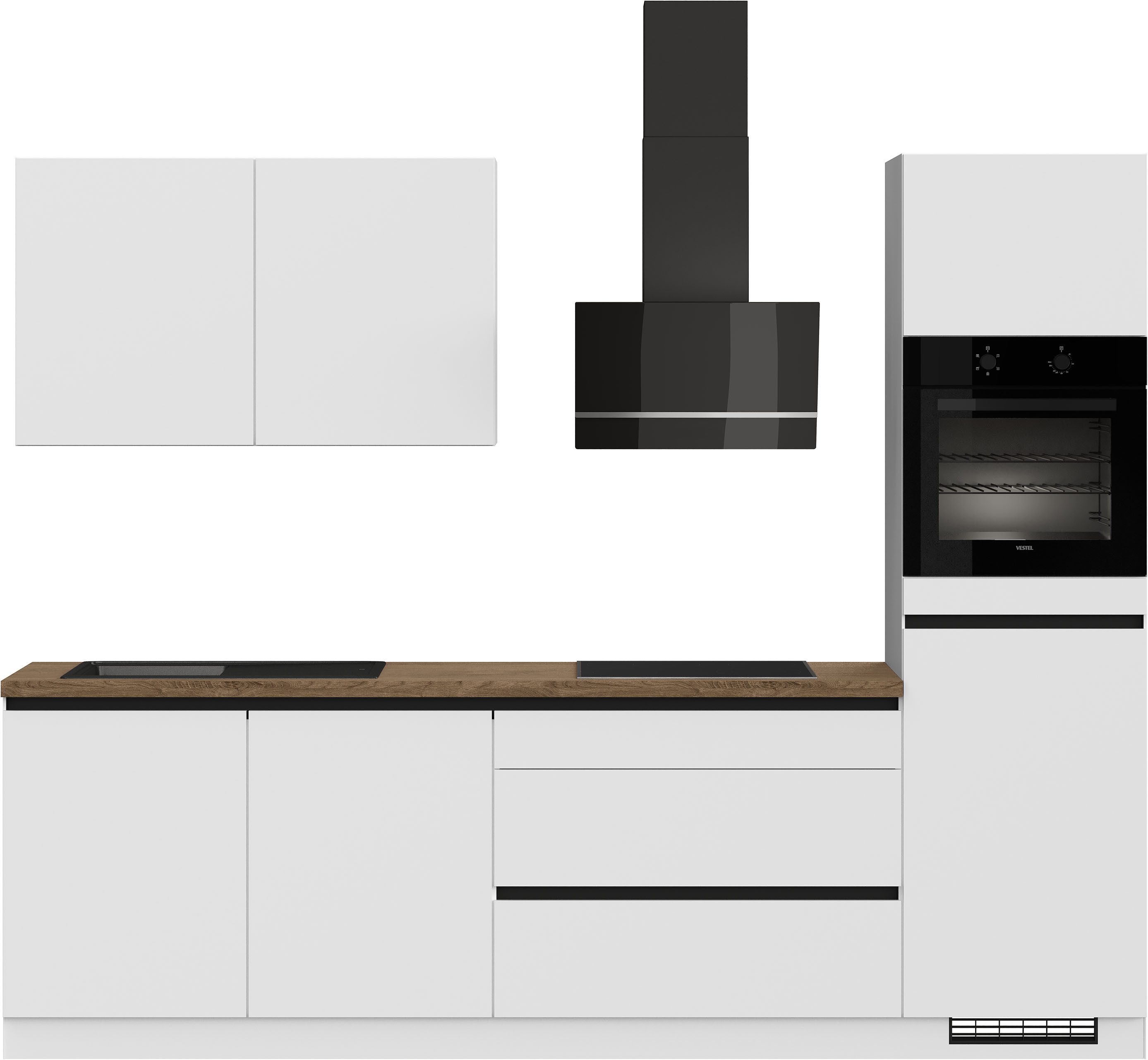 IMPULS KÜCHEN Küchenzeile "Dublin", Ausrichtung wählbar, Schubkästen mit Soft-Close, vormontiert, wahlweise mit E-Geräten, mit Vollauszug, Breite 280 cm