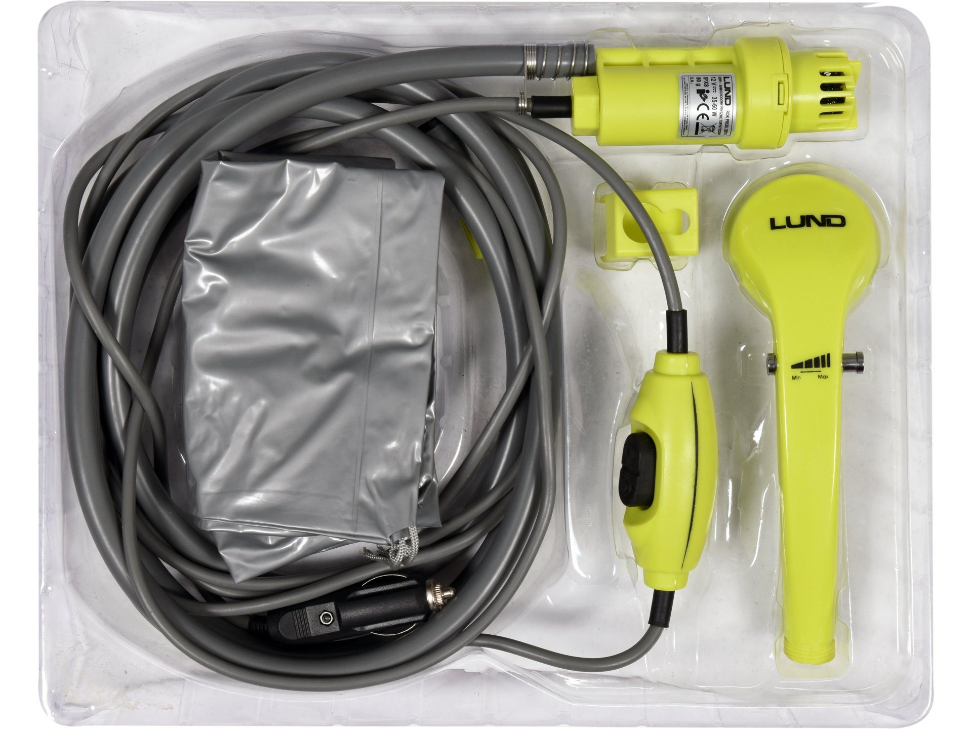 Lund Gartenpumpe Mobiler Camping-Duschset 10 l/min mit Elektropumpe