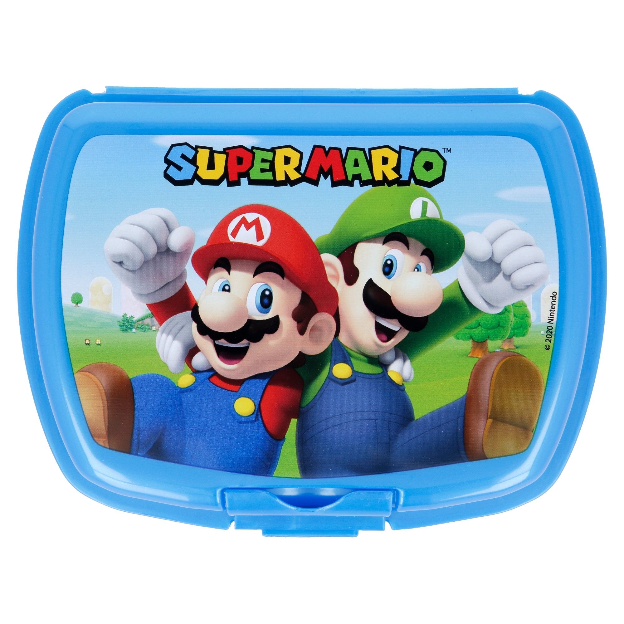 Super Mario Lunchbox Super Mario Luigi Kinder 4 teiliges Set, Kunststoff, (4-tlg), Brotdose Gabel Löffel Trinkflasche