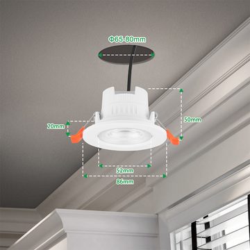 ENUOTEK LED Einbaustrahler 5W LED Kleine Strahler Decke Lampen Weiß Einbauspots Nicht Dimmbar, LED fest integriert, Warmweiß 3000K, Natürliches Weiß 4000K, Kaltweiß 5000K, LED Deckenleuchte