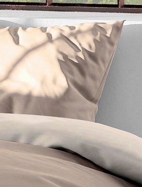 Wendebettwäsche Modern Uni in Gr. 135x200 oder 155x220 cm, BIERBAUM, Renforcé, 2 teilig, Bettwäsche aus Baumwolle, moderne Bettwäsche mit Wendeoptik