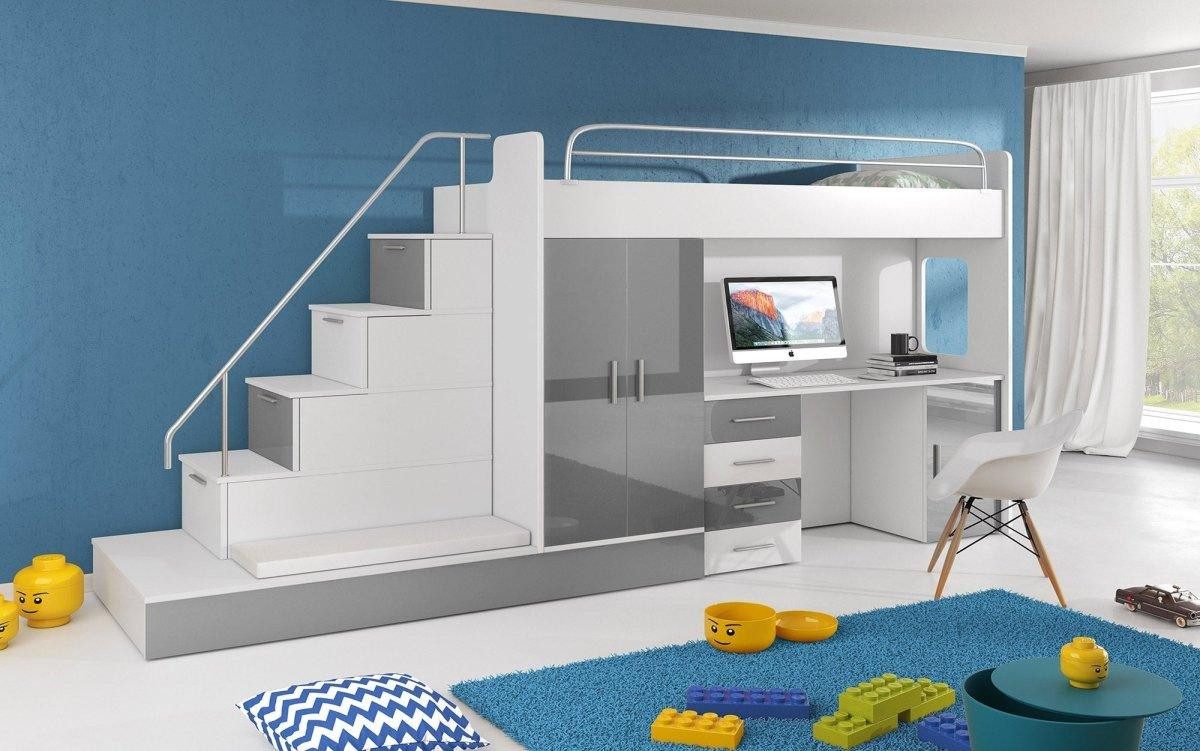 Luxusbetten24 Hochbett Kinderhochbett Adventure mit Schreibtisch, günstig online kaufen