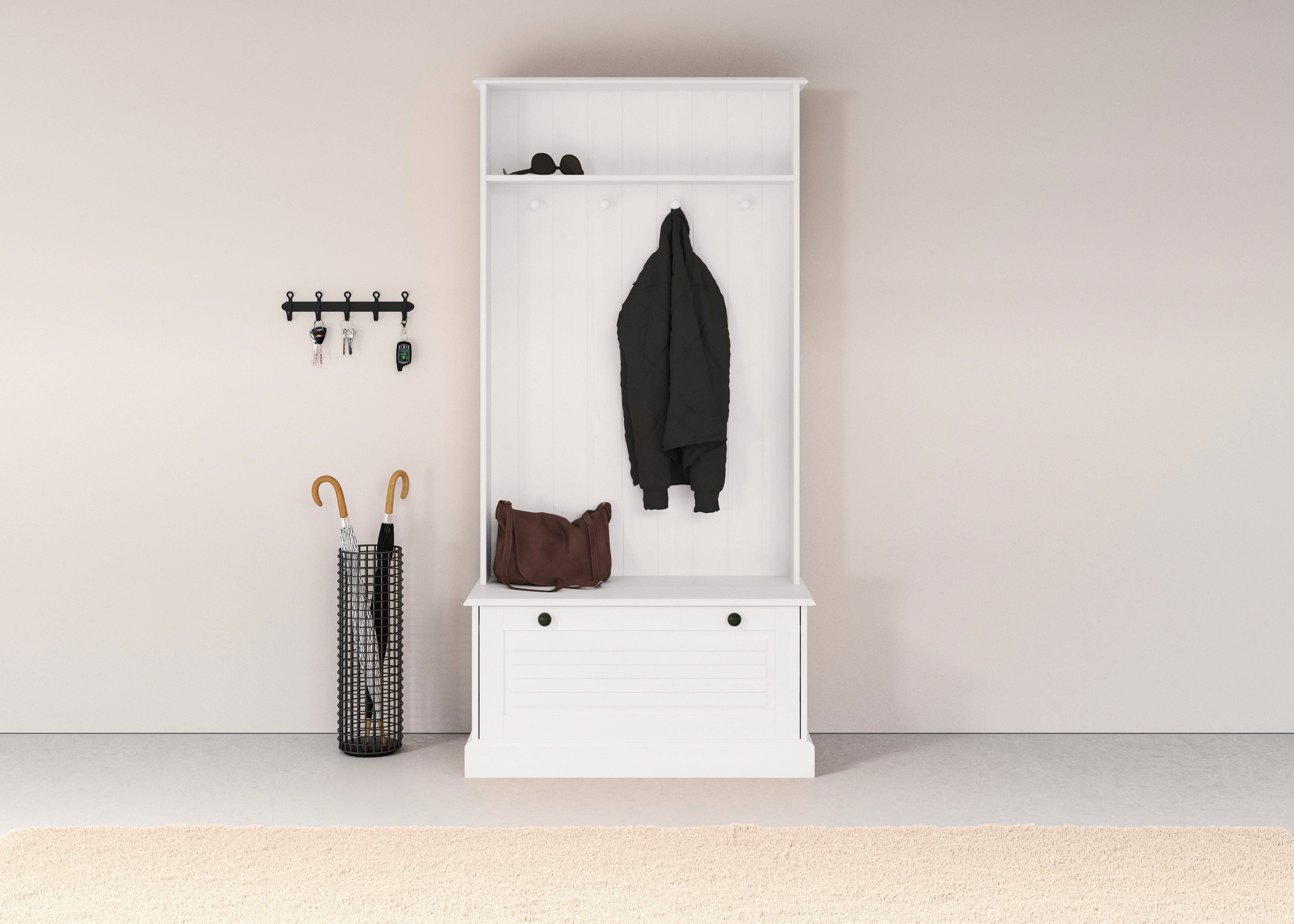 Home affaire Kompaktgarderobe "Liotta" Mit einer Klappe und 4 Kleiderhacken günstig online kaufen