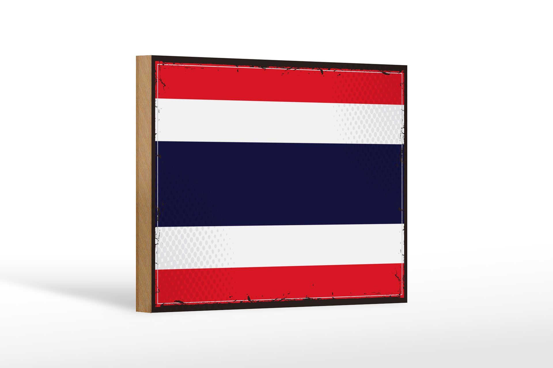 Femer GmbH Holzbild Flagge Thailands 18x12cm Retro Flag of Thailand, Flaggen (1 St), Glatte Holzfaserplatte (MDF), vorn beschichtet