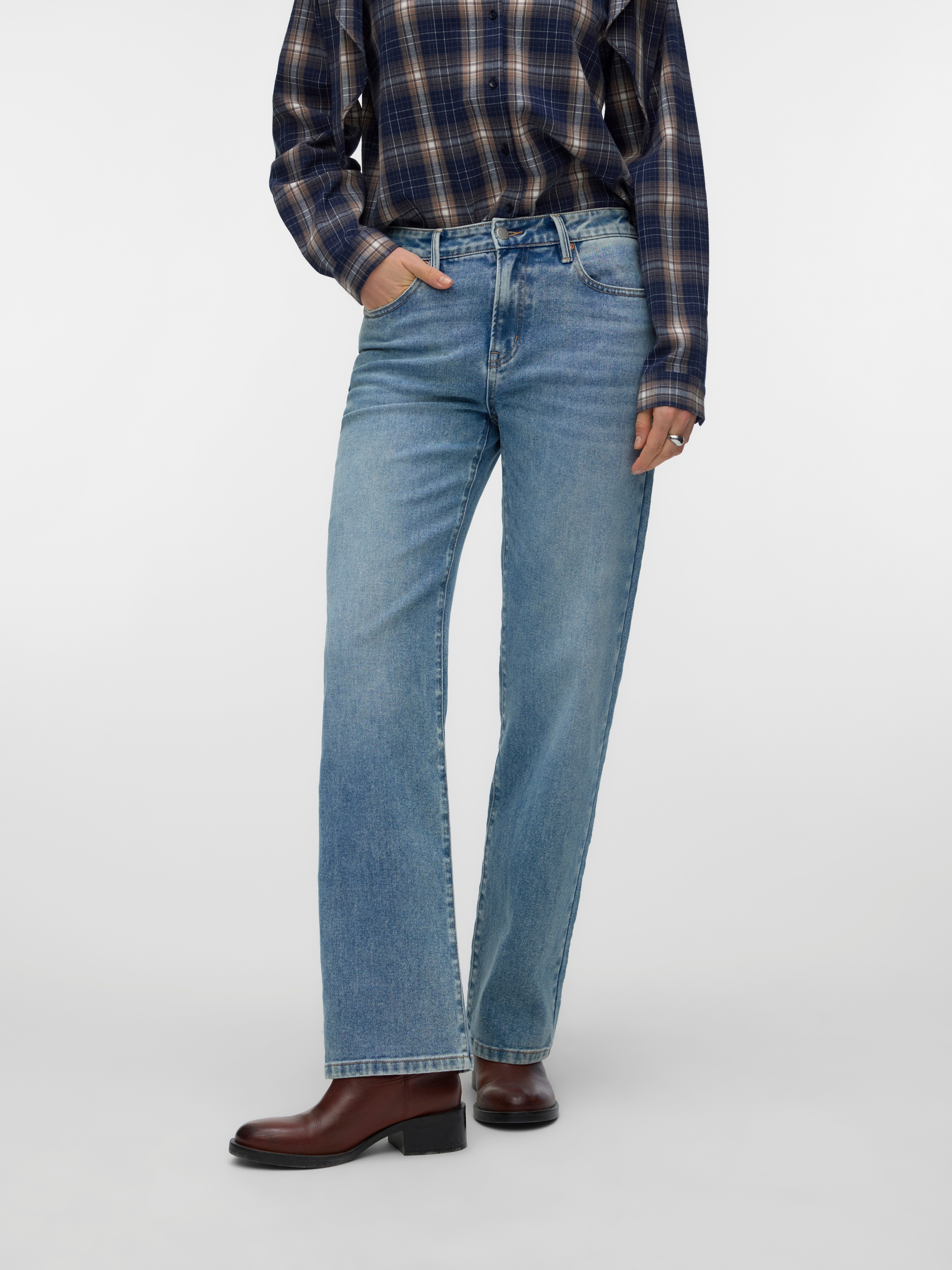Vero Moda Straight-Jeans VMALLISON MR STRAIGHT DNM JEANS SI3100 Baumwollmischung, straight fit