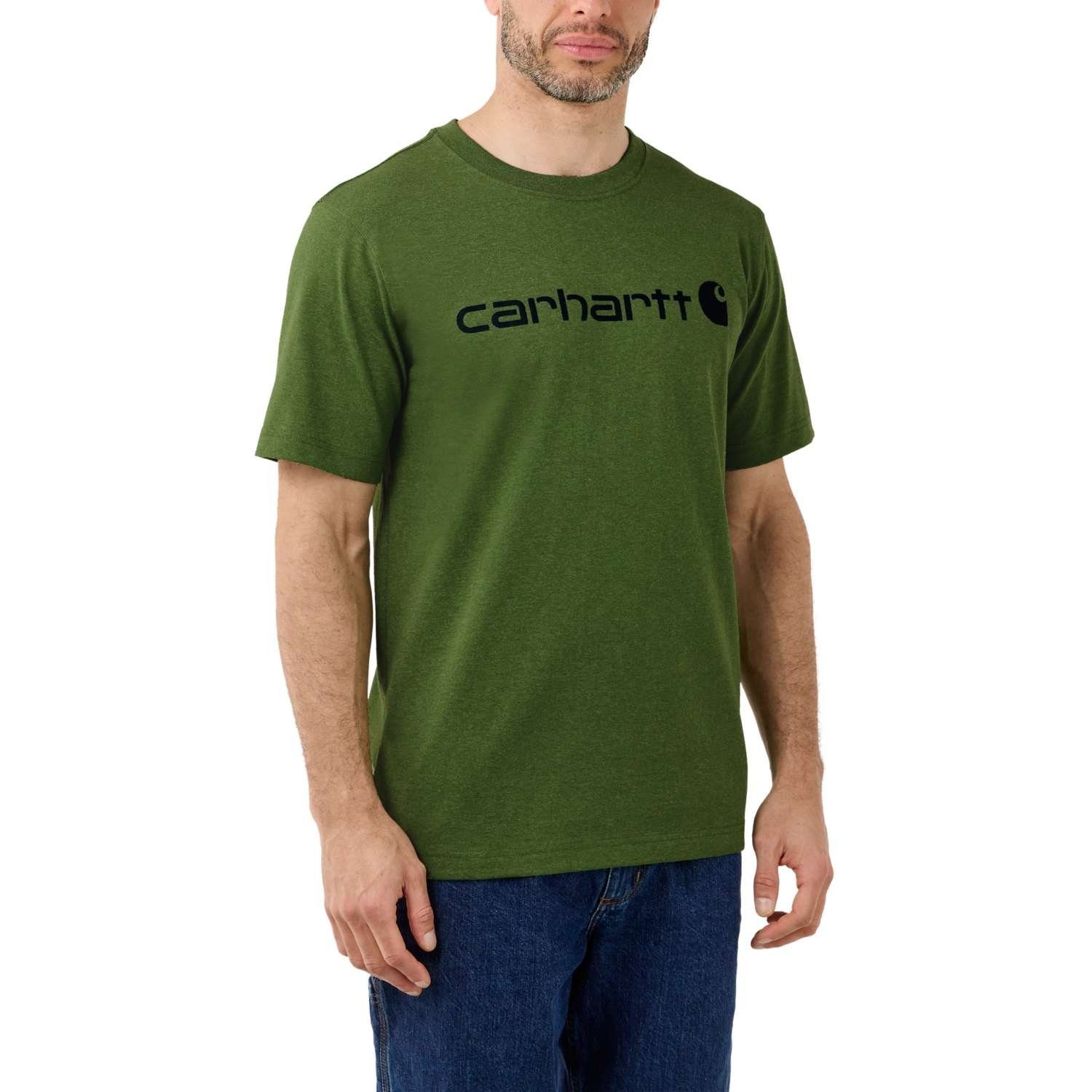 Carhartt T-Shirt Carhartt CORE LOGO T-SHIRT S/S 103361 (1-tlg) Logo auf der Brust Arborvitae Heather | 