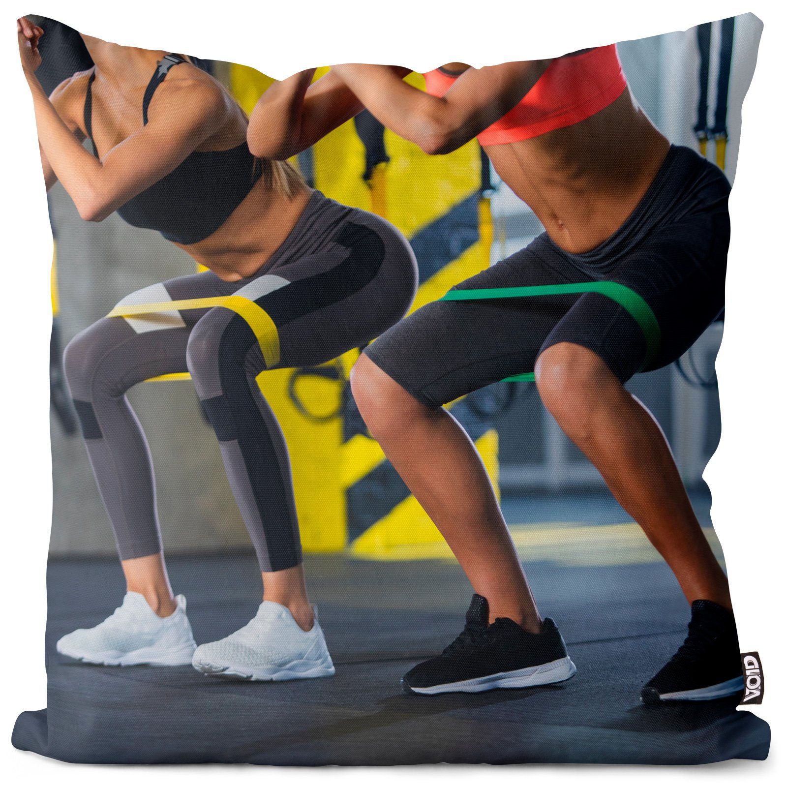 Kissenbezug, VOID (1 Stück), Sofa-Kissen Sport Fitness Band Gymnastik Frauen Studio Fitnessstudio Training Squat Buch Kraft Yoga Körper Beine Sportstudio Trainingsgerät