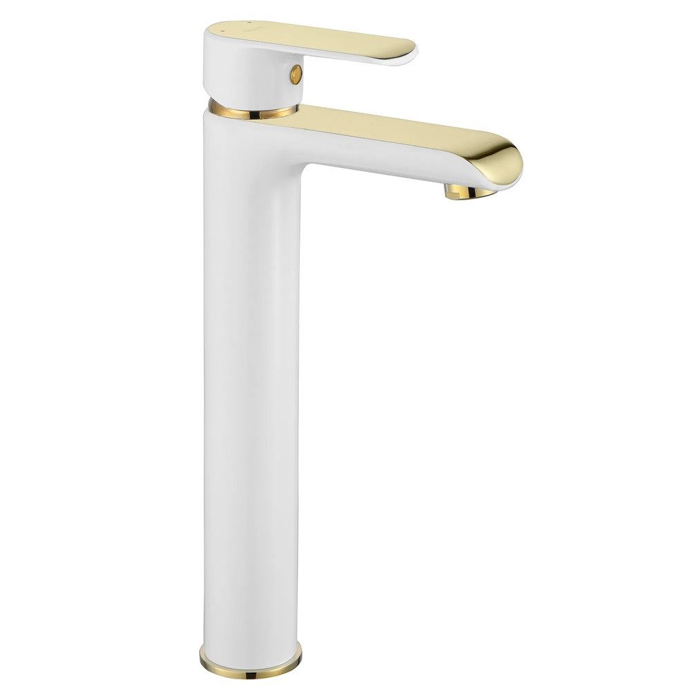 wohnwerk.idee Badarmatur Waschbeckenarmatur Wasserhahn Gold Weiß günstig online kaufen