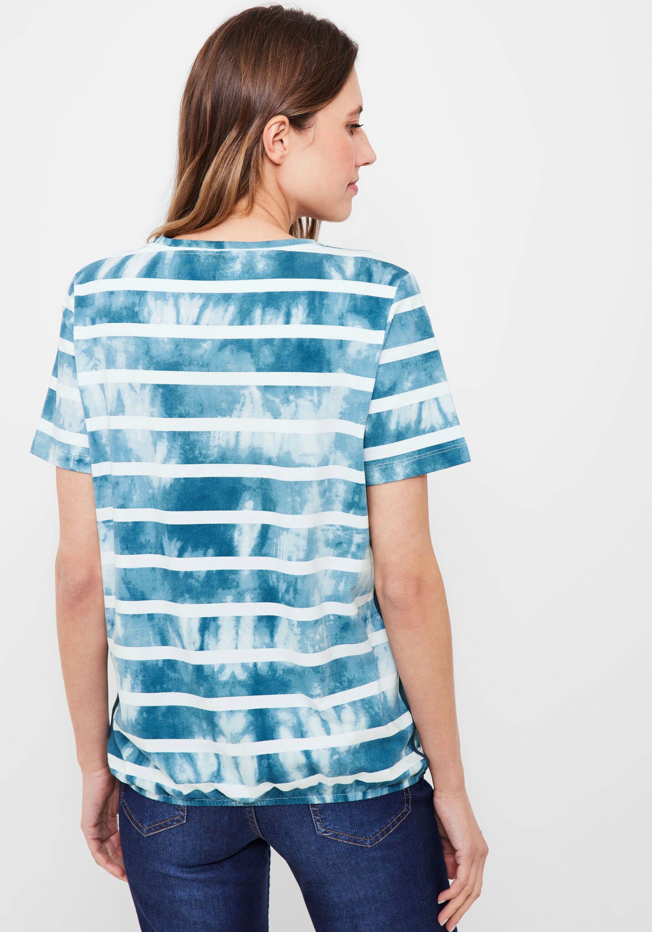 Cecil Print-Shirt mit teal Paillettenverzierung blue
