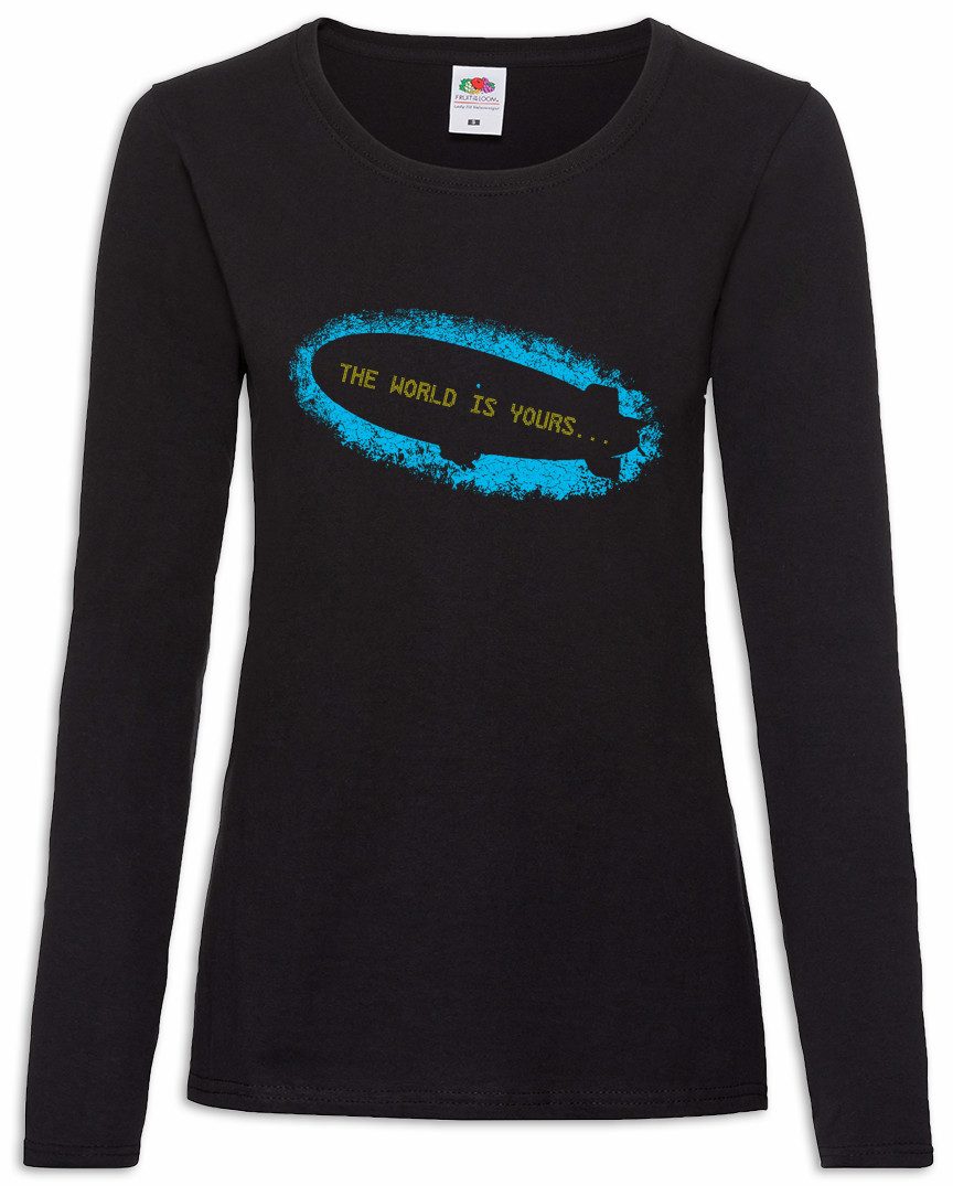 Urban Backwoods Langarmshirt The World Is Yours Zeppelin Damen Langarmshirt Tony Logo Montana (1-tlg) Scarface Globe Globus Cuba