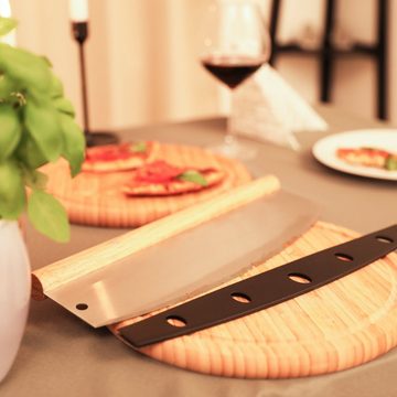 relaxdays Pizzaschneider Pizza Wiegemesser aus Edelstahl