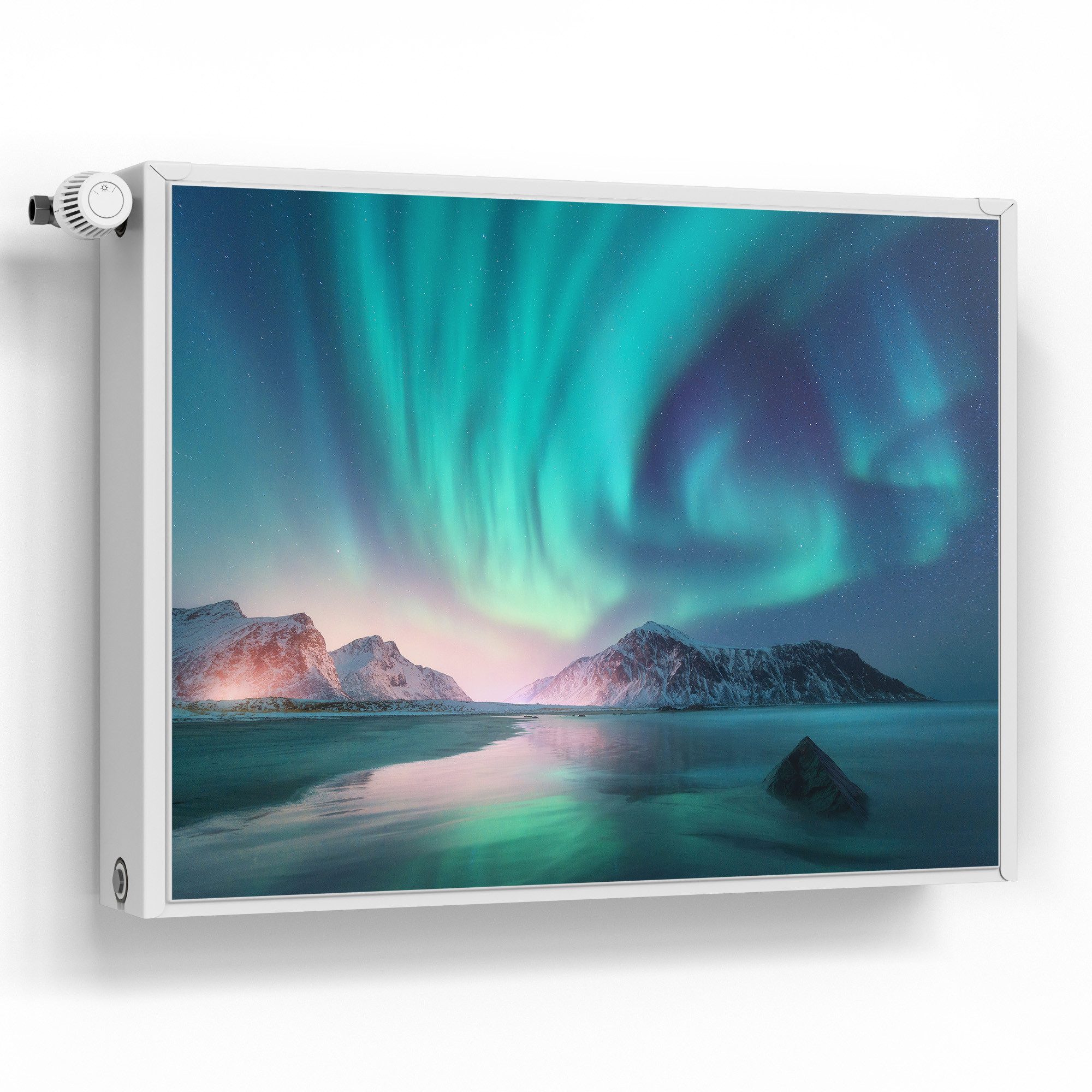 DEQORI Magnetfolie 'Das Nordlicht der Lofoten', beschreibbar Heizung Magnetmatte magnetisch Magnetfolie