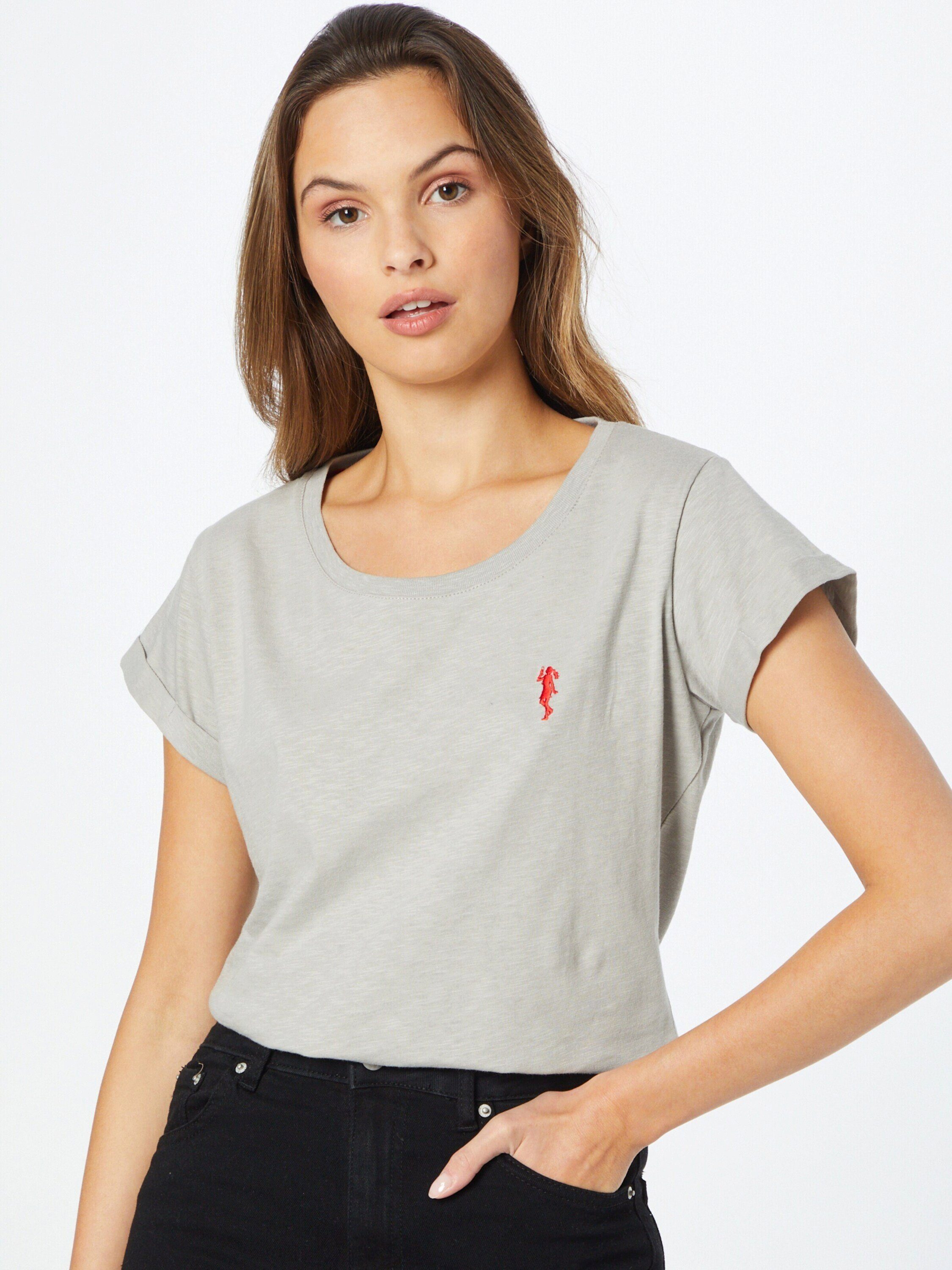 (1-tlg) Grey Derbe T-Shirt Stickerei