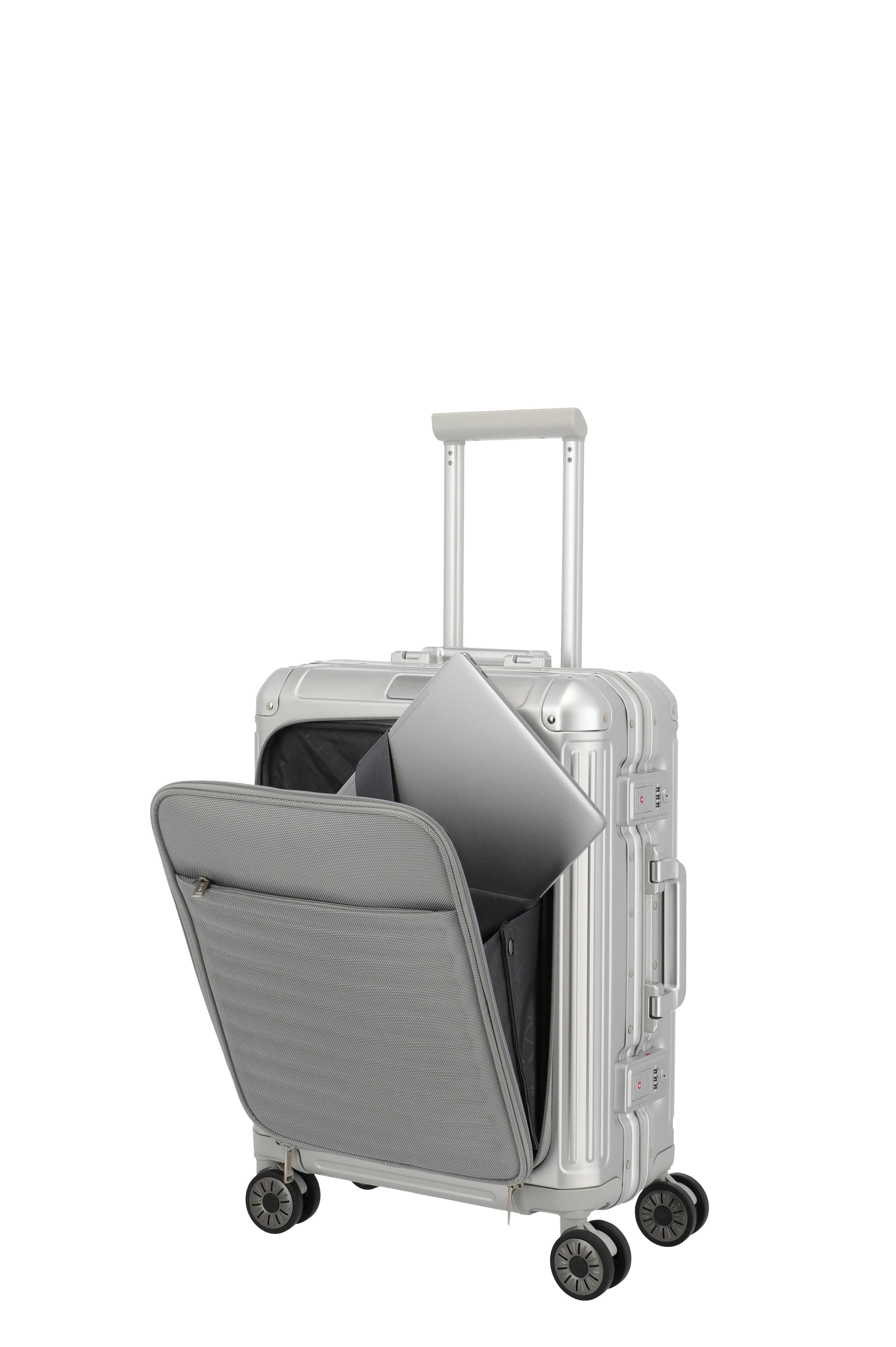 travelite Hartschalen-Trolley NEXT Aluminium Rahmenkoffer, 4 Rollen, variable Packplatte, Packwand und durchdachte Innenaufteilung – Bild 2 von 5