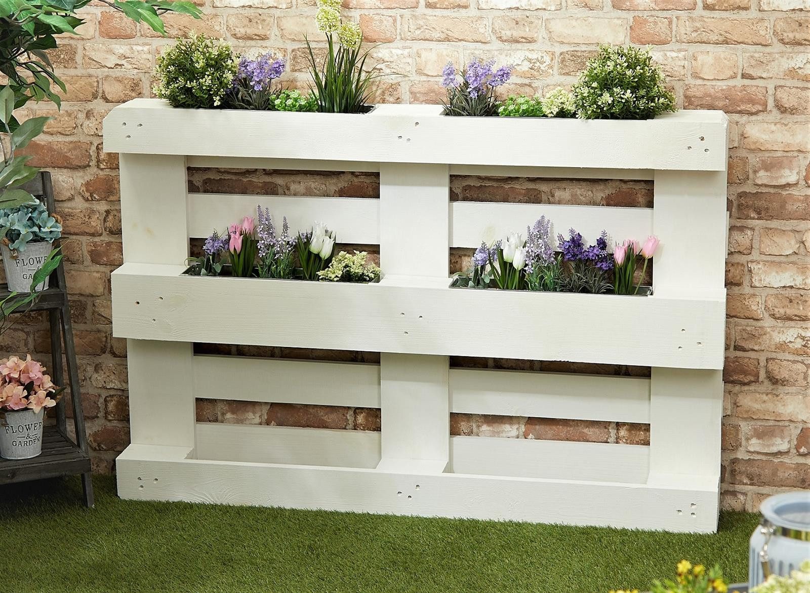 Geschenkestadl Blumenkasten Pflanzkästen Europalette 6er Set Metall oder Kunststoff Pflanztöpfe (Sparset, 6er Set), passend für Europaletten