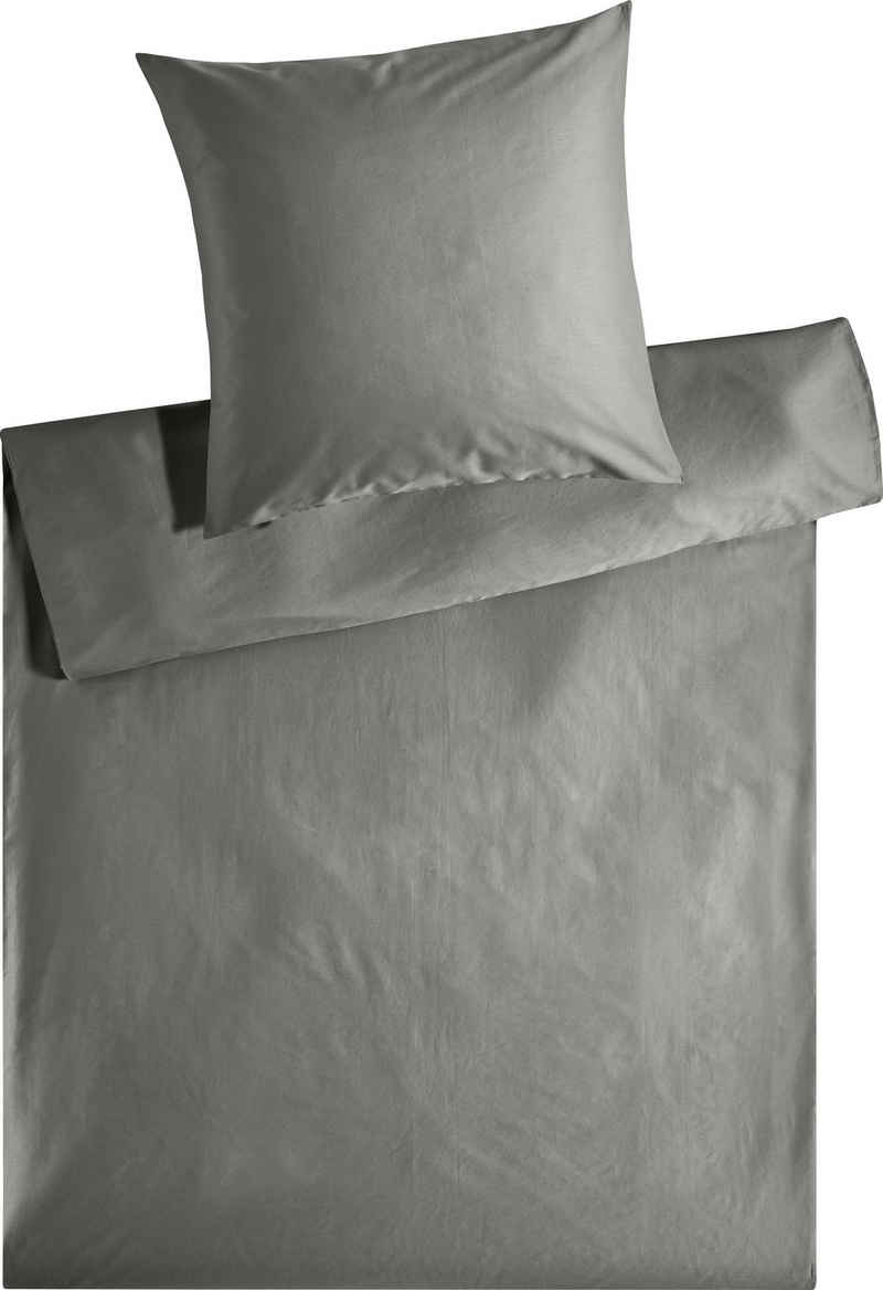 Bettwäsche Edel-Satin Uni in 135x200, 155x220 oder 200x200 cm, Kneer, Satin, 2 teilig, Bettwäsche aus Baumwolle in Satin-Qualität, unifarbene Bettwäsche