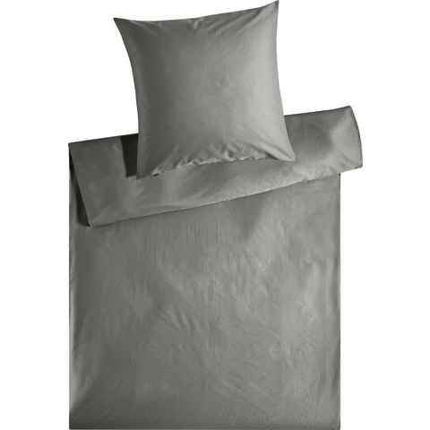 Bettwäsche Edel-Satin Uni in 135x200, 155x220 oder 200x200 cm, Kneer, Satin, 2 teilig, Bettwäsche aus Baumwolle in Satin-Qualität, unifarbene Bettwäsche