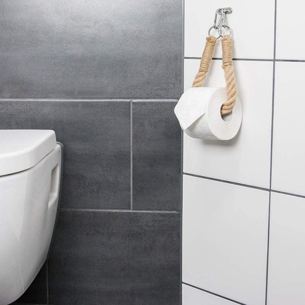 Badezimmer fürs Hanfseil,Jute Toilettenpapierhalter Duschregal Handtuchhalter Atäsi aus