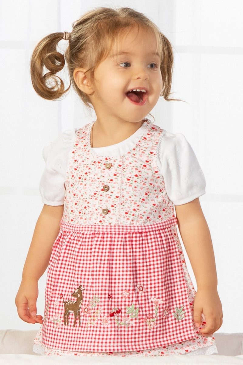 BONDI Trachtenkleid Dirndlkleid Baby/Kleinkind - REHKITZ - weiß/geblümt