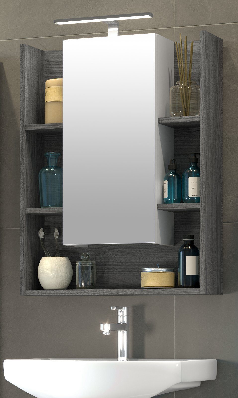 trendteam Badezimmerspiegelschrank Daily (Badschrank mit Spiegeltür 60 x 77  cm) mit Regalen