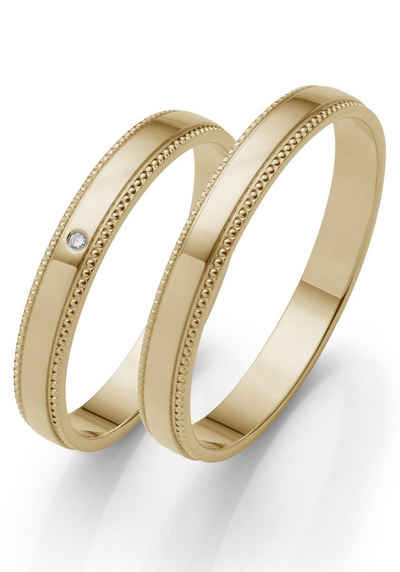Firetti Trauring Schmuck Geschenk Gold 375 Hochzeit Ehering "LIEBE", Made in Germany, wahlweise mit oder ohne Brillant