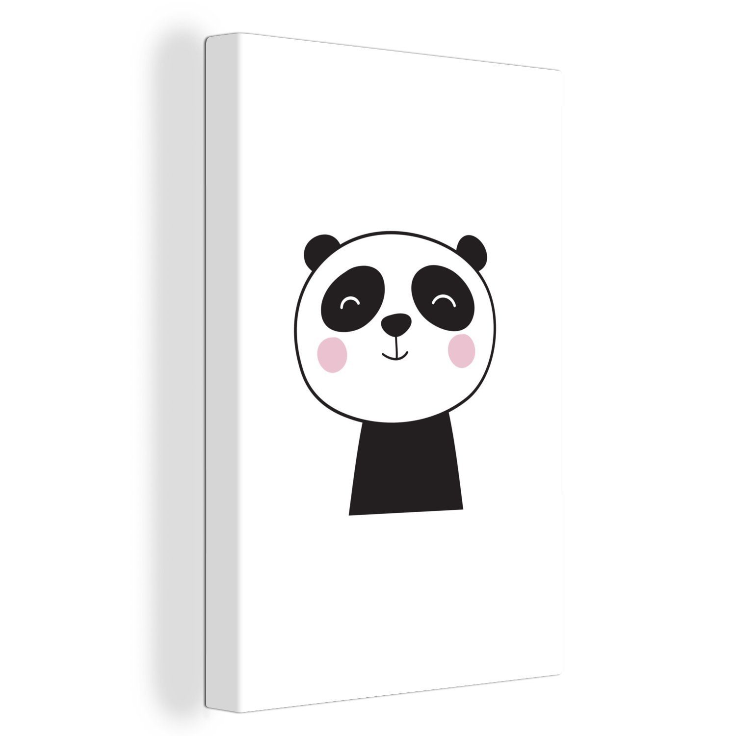 OneMillionCanvasses® Gemälde, bespannt Zackenaufhänger, (1 Illustration cm Kinderzimmer Leinwandbild fertig Kinder, inkl. St), 20x30 - Panda Leinwandbild - -