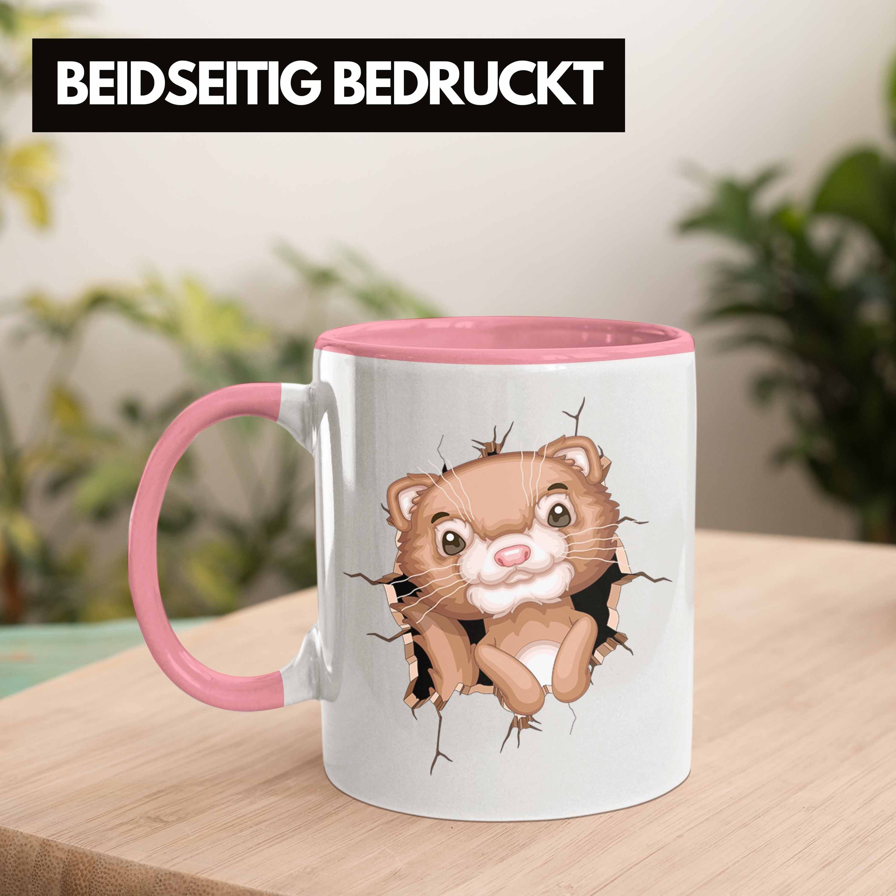 Lustige 3D Tasse Tasse Otter Geschenkdidee Rosa Kaffee-Becher Grafik Otter-Liebha Trendation