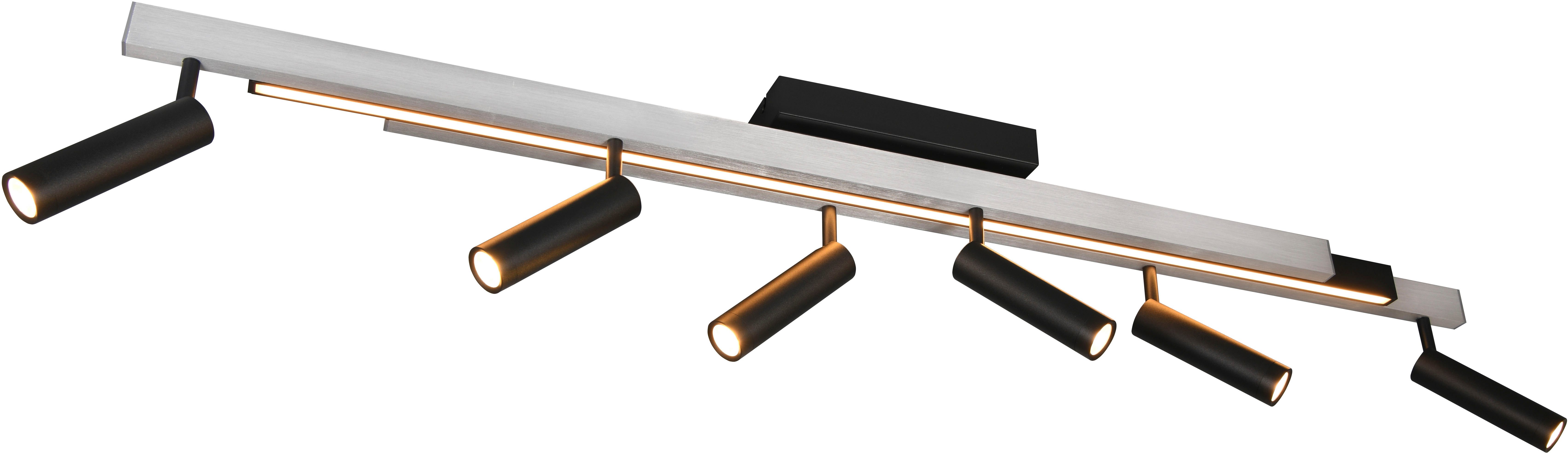 TRIO Leuchten LED Deckenleuchte ZENO ausziehbare LED Deckenlampe mit 6 verstellbaren Spots dimmbar CCT, getrennt schaltbar, LED fest integriert, warmweiß - kaltweiß, getrennt schaltbare Spots, Lichtfarbe einstellbar inkl Fernbedienung