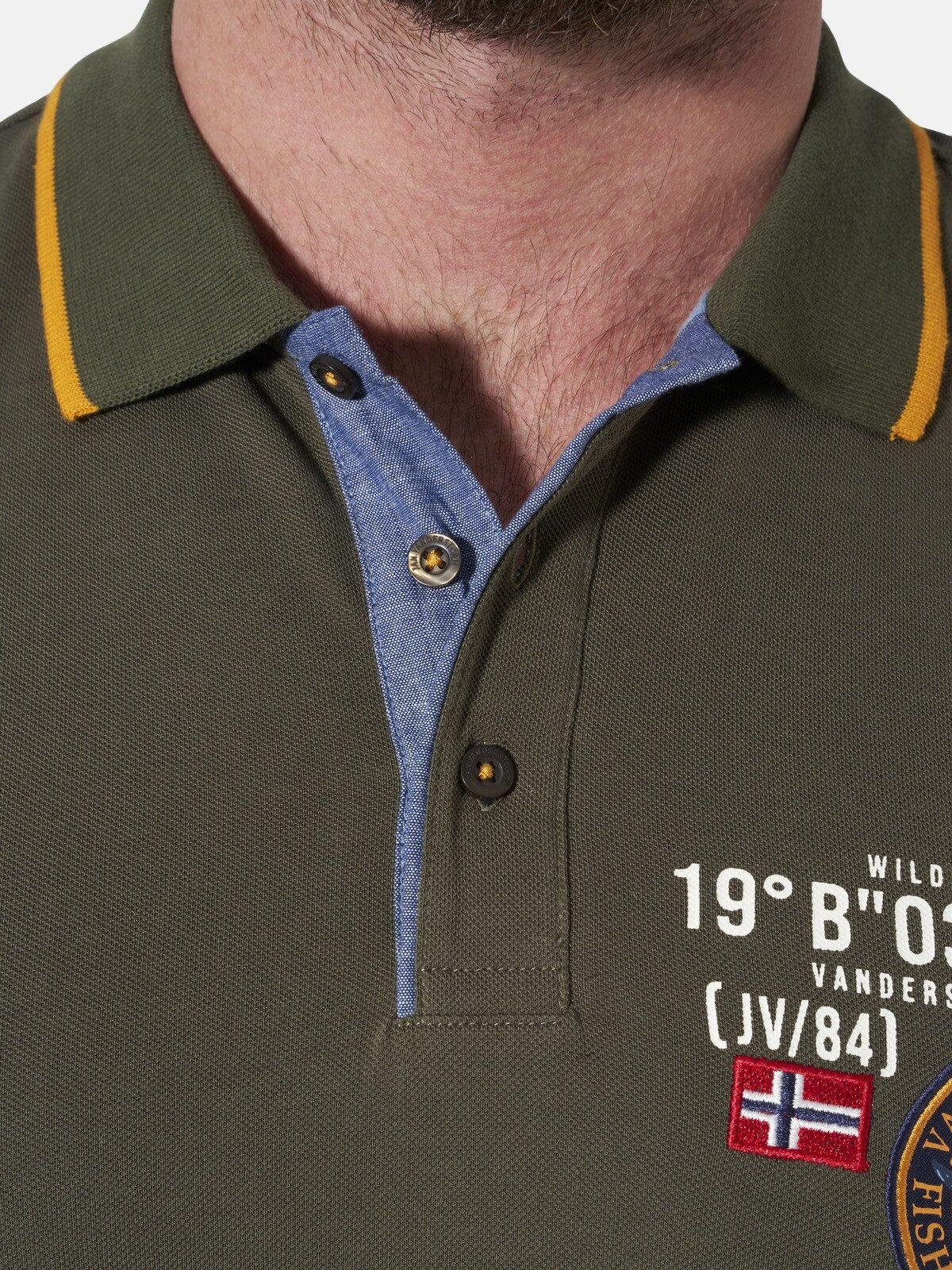 Jan Vanderstorm Langarm-Poloshirt LOKI mit Flachstrickkragen – Bild 5 von 5